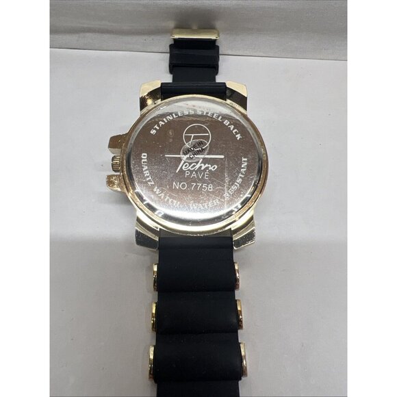 Bust Down Techno Pave Hip Hop Men's Iced Bling Rubber Band Watches WR 7758 - Picture 7 of 11